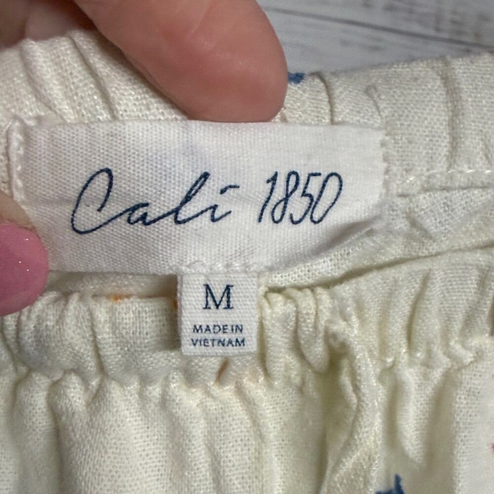 Cali 1850 Linen Pull-on Beach Seaside Print Pants Med - Picture 4 of 9